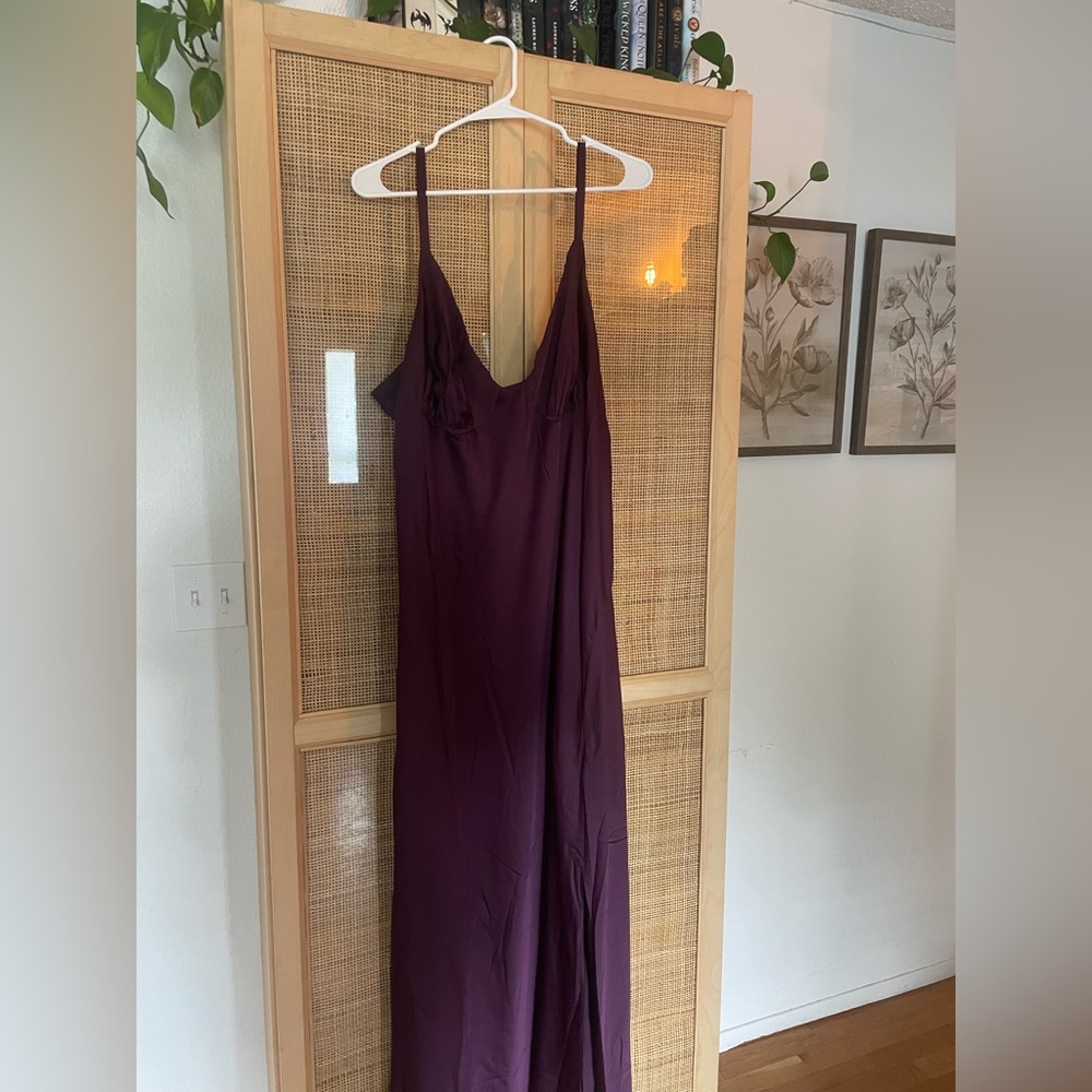 Elegant Purple Satin Slip Dress